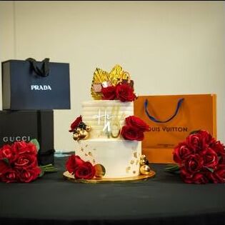 Luxury themed birthday cake display styled by A&A Events