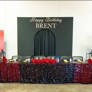 Black and red birthday celebration design by A&A Events